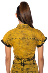 NOT IN THE MOOD CROPPED DENIM SHIRT