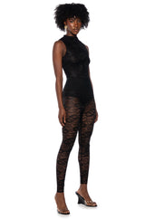 PHOENIX STRETCH LACE MOCK NECK BODYSUIT IN BLACK