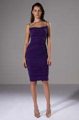 PICK YOUR POISON RUCHED MIDI DRESS