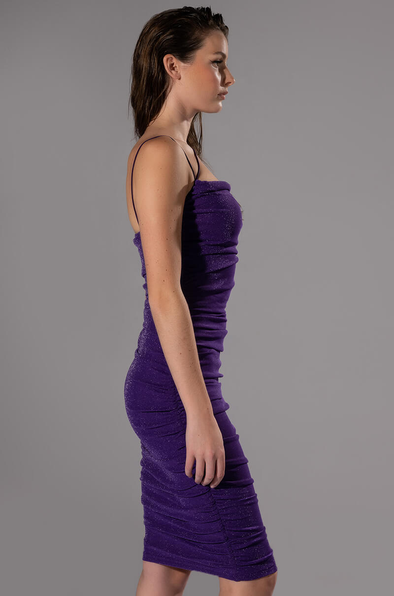 PICK YOUR POISON RUCHED MIDI DRESS