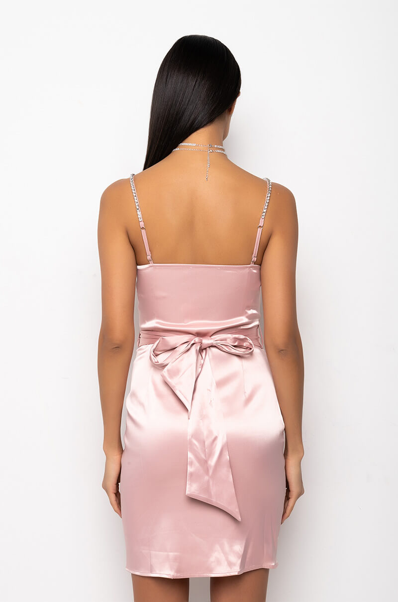 PICTURE READY WRAP FRONT MINI DRESS