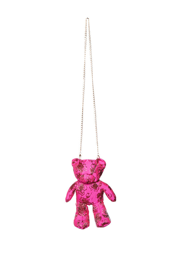 PINK BROCADE BEAR BAG