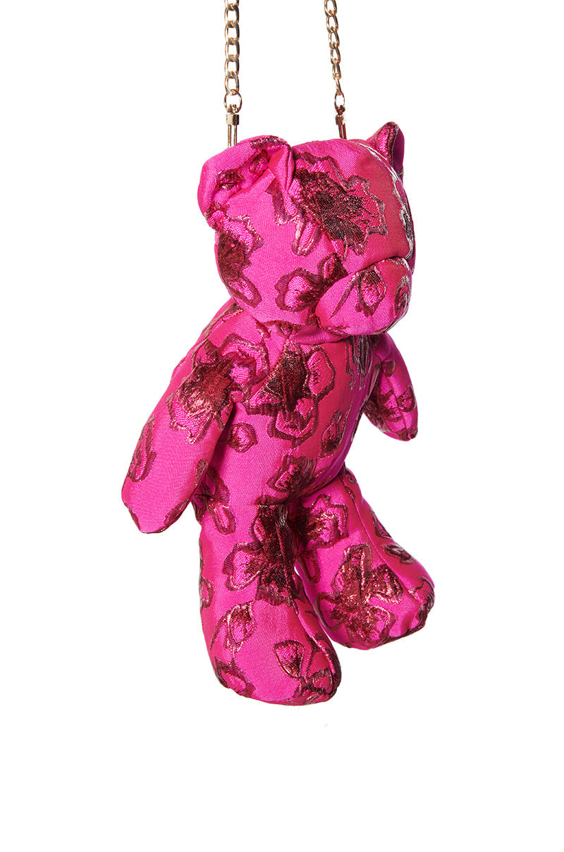 PINK BROCADE BEAR BAG