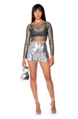 PIPER RHINESTONE TOP IN BLACK