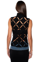 PLAYING CARDS TURTLENECK CUT OUT KNIT TOP