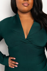 PLUS CELESTE LOW V BANDAGE MIDI DRESS