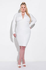PLUS CELESTE LOW V BANDAGE MIDI DRESS