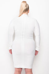 PLUS CELESTE LOW V BANDAGE MIDI DRESS