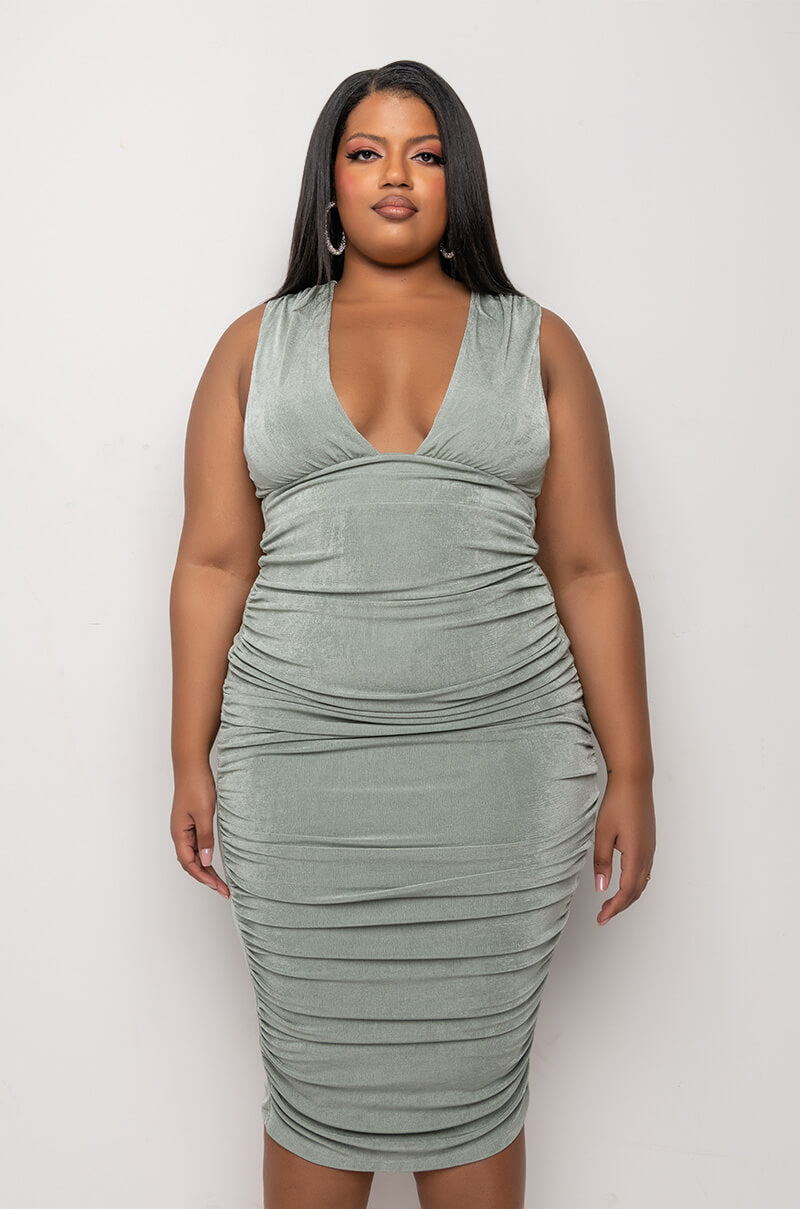 PLUS CLASS ACT SLINKY MIDI DRESS