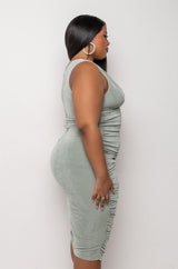 PLUS CLASS ACT SLINKY MIDI DRESS