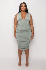 PLUS CLASS ACT SLINKY MIDI DRESS
