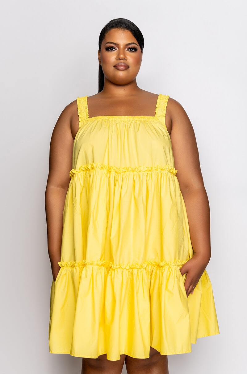 PLUS DREAMER RUFFLE MINI DRESS