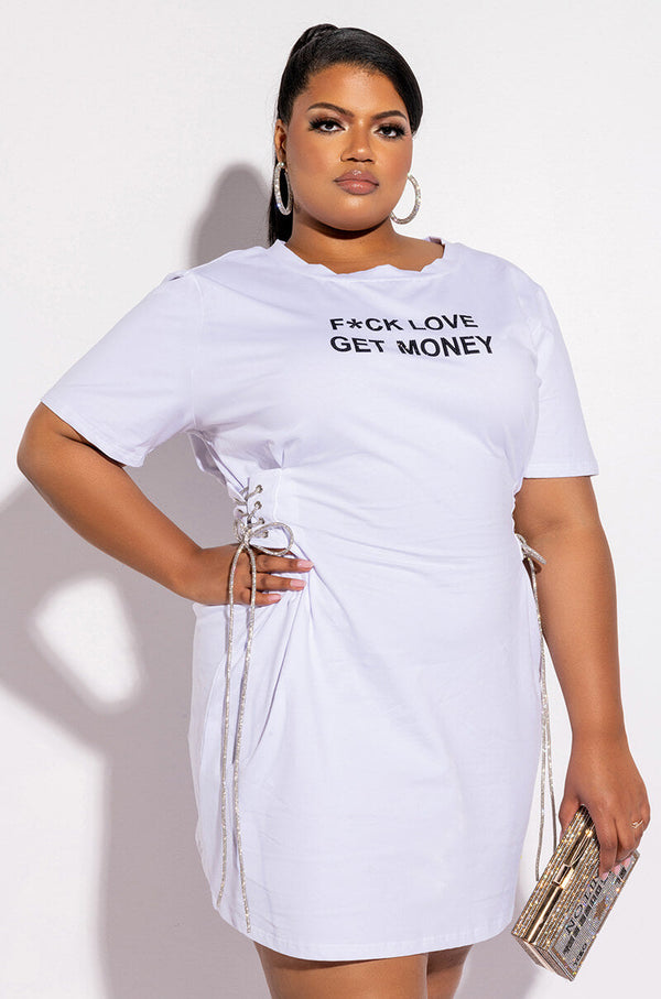 PLUS GET MONEY GRAPHIC T SHIRT DRESS