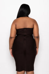 PLUS GIVE ME TIME HALTER TOP BANDAGE MIDI DRESS