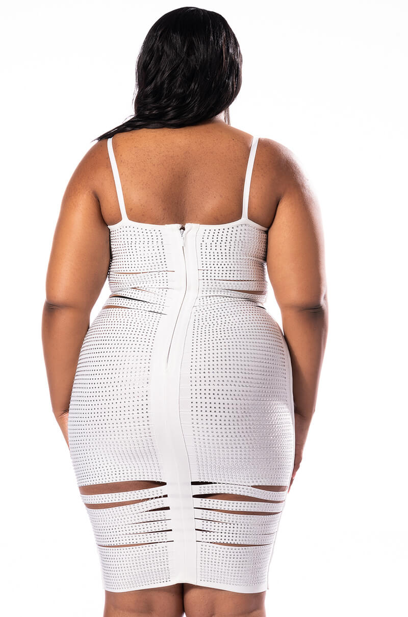 PLUS GLAM ME UP MIDI RHINESTONE BANDAGE DRESS