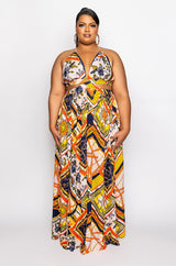 PLUS HERE FOREVER PRINTED MAXI DRESS
