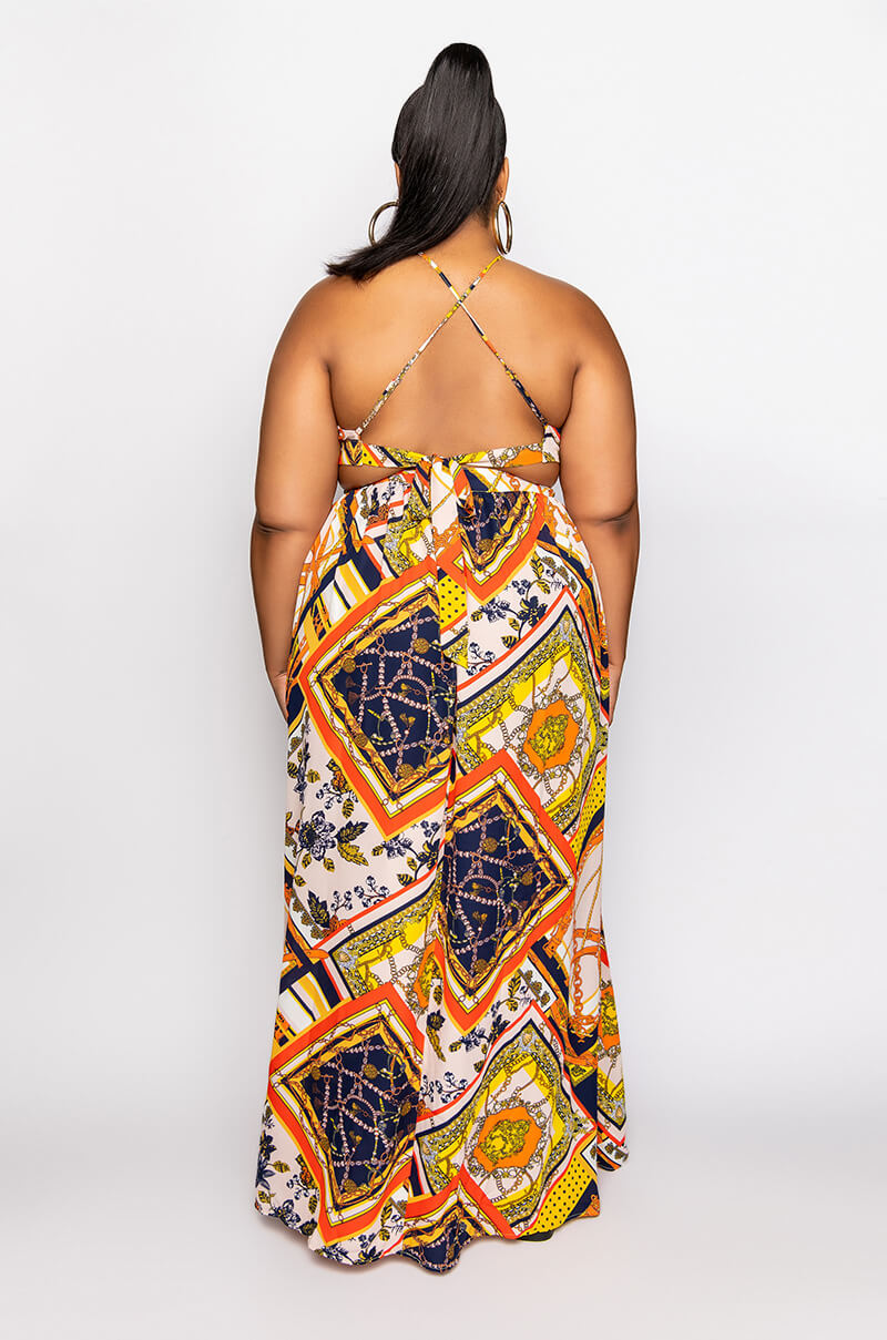 PLUS HERE FOREVER PRINTED MAXI DRESS