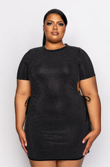 PLUS LEVEL UP T SHIRT DRESS WITH SIDE CUT OUT
