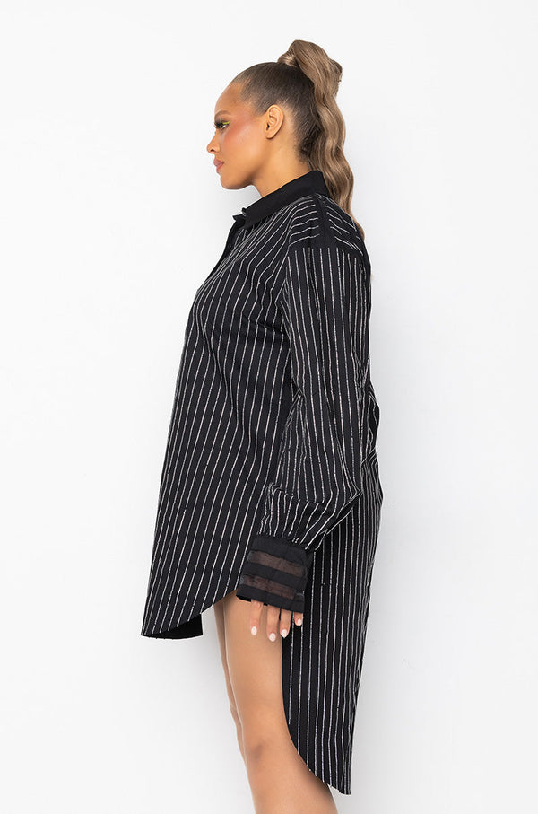 PLUS NO BASIC DAYS BUTTON UP DRESS WITH RHINESTONE DETAIL