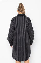 PLUS NO BASIC DAYS BUTTON UP DRESS WITH RHINESTONE DETAIL
