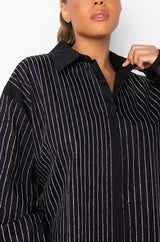 PLUS NO BASIC DAYS BUTTON UP DRESS WITH RHINESTONE DETAIL