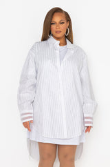 PLUS NO BASIC DAYS BUTTON UP DRESS WITH RHINESTONE DETAIL