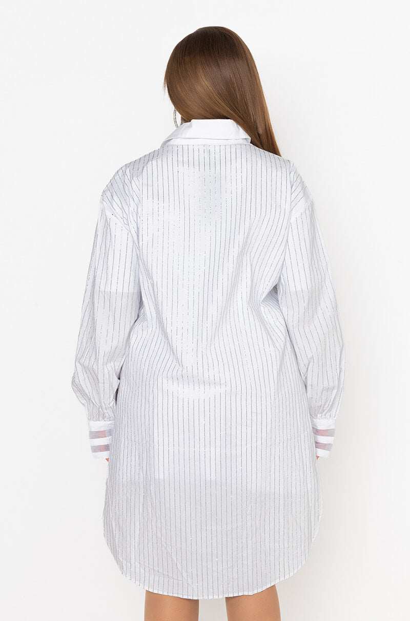 PLUS NO BASIC DAYS BUTTON UP DRESS WITH RHINESTONE DETAIL