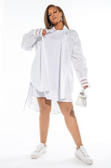 PLUS NO BASIC DAYS BUTTON UP DRESS WITH RHINESTONE DETAIL