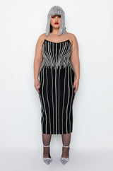 PLUS PARADISE FOUND MIDI DRESS WITH RHINESTONES