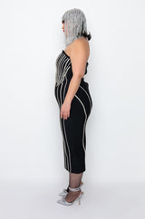 PLUS PARADISE FOUND MIDI DRESS WITH RHINESTONES