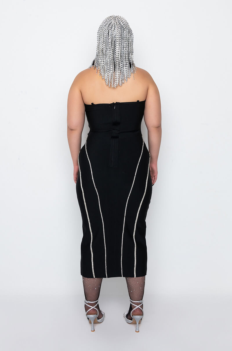 PLUS PARADISE FOUND MIDI DRESS WITH RHINESTONES