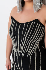 PLUS PARADISE FOUND MIDI DRESS WITH RHINESTONES
