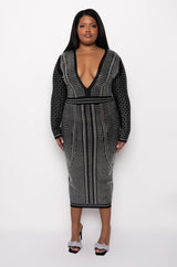 PLUS PART TIME LOVER FULL BEADED BANDAGE DRESS