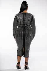PLUS PART TIME LOVER FULL BEADED BANDAGE DRESS