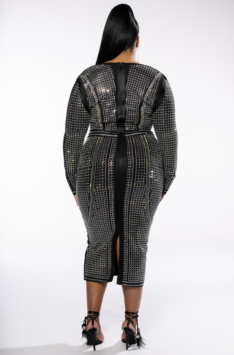 PLUS PART TIME LOVER FULL BEADED BANDAGE DRESS