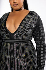 PLUS PART TIME LOVER FULL BEADED BANDAGE DRESS