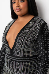 PLUS PART TIME LOVER FULL BEADED BANDAGE DRESS