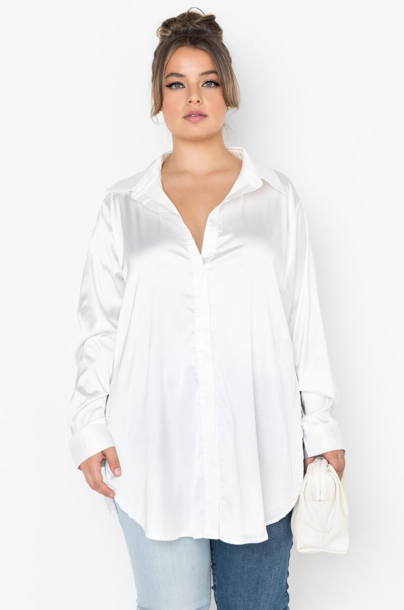 READY FOR ANY OCCASION SATIN SHIRT PLUS SIZE