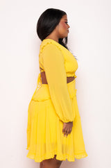 PLUS RESORT LONG SLEEVE MINI DRESS WITH CUT OUTS