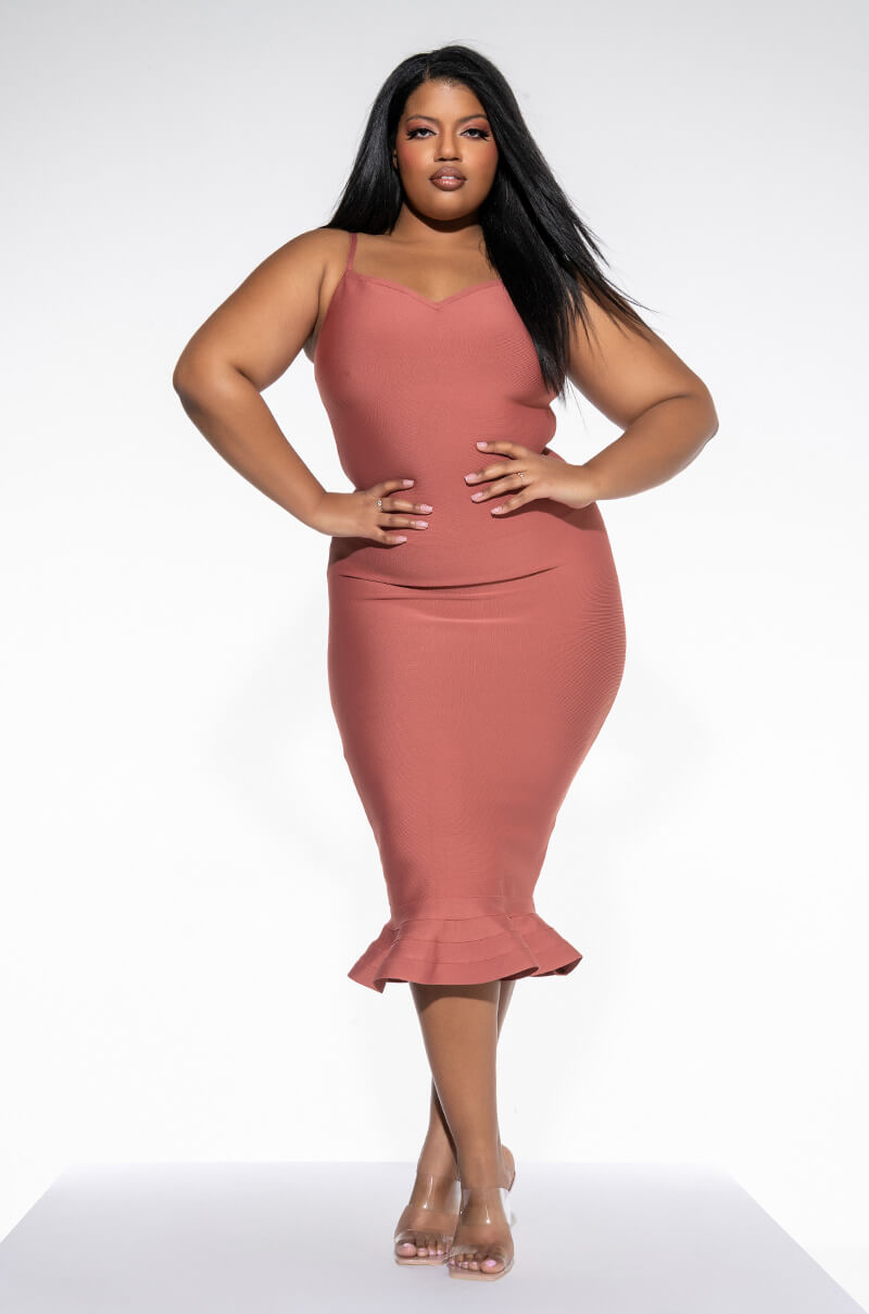 PLUS RIGHT MOVE BANDAGE MIDI DRESS