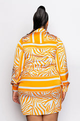 PLUS SHE IS WILD SATIN SHIRT DRESS