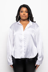 PLUS SILKY SMOOTH BUTTON DOWN BLOUSE