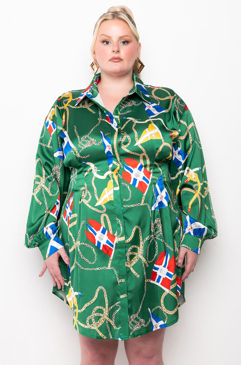 PLUS THIS WAY PLEASE BUTTON UP MINI DRESS