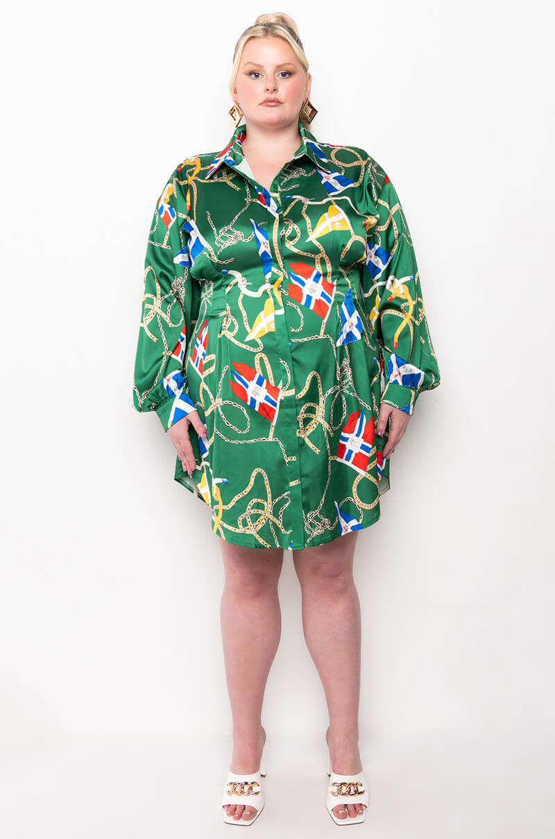 PLUS THIS WAY PLEASE BUTTON UP MINI DRESS