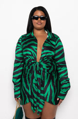 PLUS TIGER BISH SATIN SHIRT DRESS