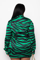 PLUS TIGER BISH SATIN SHIRT DRESS