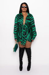PLUS TIGER BISH SATIN SHIRT DRESS