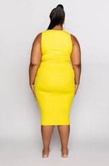PLUS TULUM CUT OUT RHINESTONE RIBBED MIDI DRESS