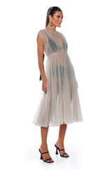 DAPHNE NUDE SEE THROUGH MIDI DRESS