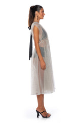 DAPHNE NUDE SEE THROUGH MIDI DRESS